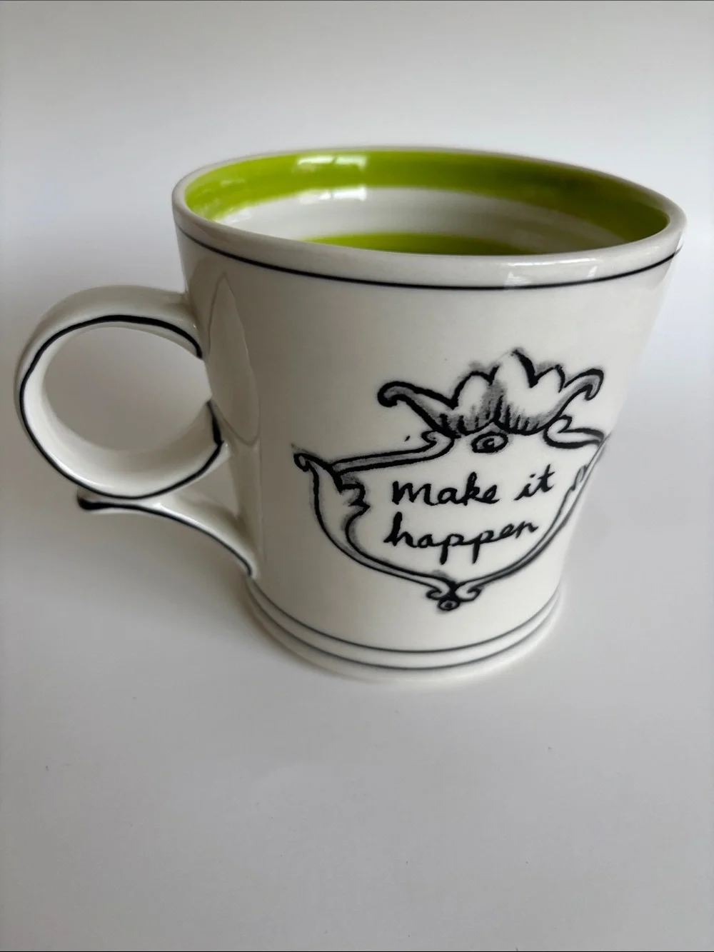 Molly Hatch Anthropologie Make It happen Crown Green Stripe Mug